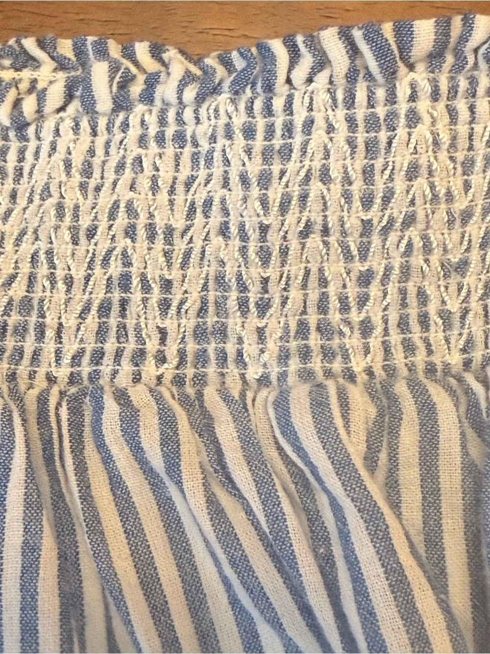 Old Navy Blue and White Striped Smocked Waist Skirt